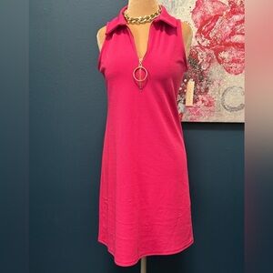Tash & Sophie Aline Pink Sleeveless Dress with Zipper Detail Small